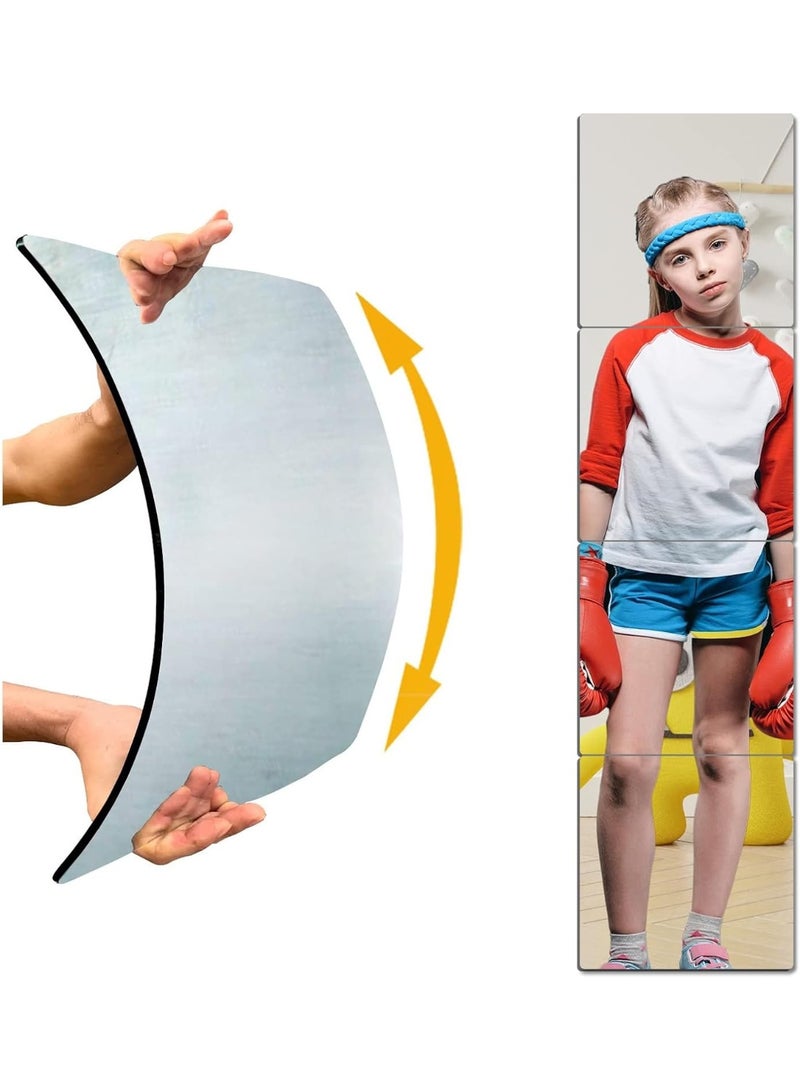 مرآة حائط غير قابلة للكسر، ملصقات مرآة حائط، مرآة كاملة الجسم للأطفال، عبوة من 4 قطع 30 × 20 سم، مرايا طويلة من زجاج شبكي مقاوم للكسر لخزانة غرفة النوم، مرايا بلاستيكية للأطفال غير زجاجية لاصقة على المرآة - Image 1