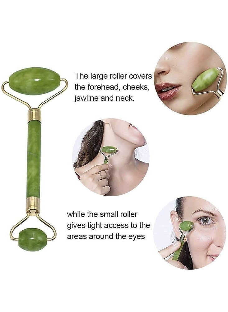 Multi-Color Jade Face Massage Roller with Gua Sha Tool – Skin Care & Lifting - Image 3