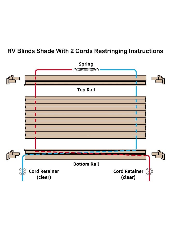RV Pleated Shade Repair Kit, RV Window Shade Restringing Kit for Day Night Pleated Shade-Tan
