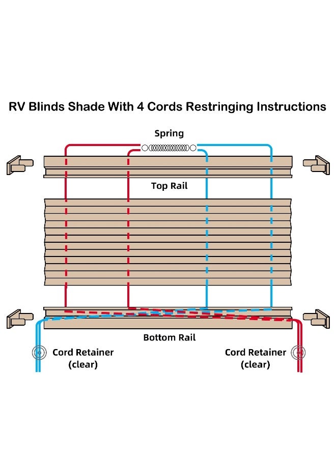 RV Pleated Shade Repair Kit, RV Window Shade Restringing Kit for Day Night Pleated Shade-Tan