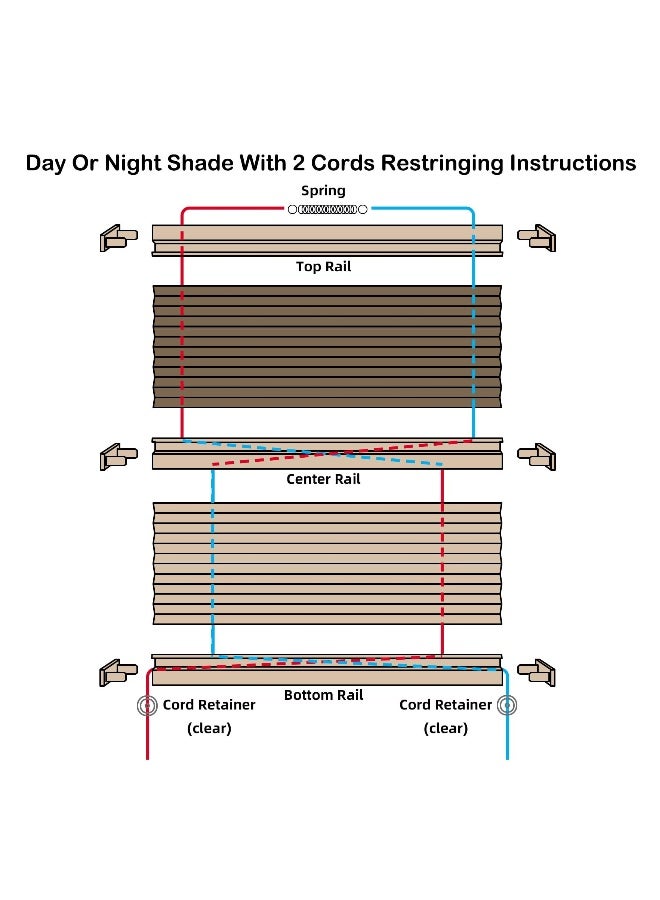 RV Pleated Shade Repair Kit, RV Window Shade Restringing Kit for Day Night Pleated Shade-Tan