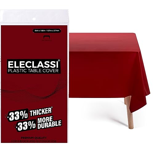 Eleclassi Burgundy 12 Pack Premium Disposable Plastic Tablecloth 54 x 108 in  Plastic Table Cloth Disposable Tablecloth for Rectangle Table Up to 8 Feet