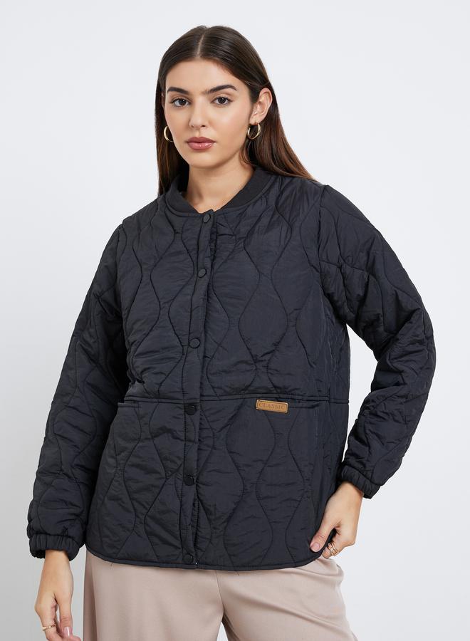 Styli Black Relaxed Fit Padded Jacket - Image 3