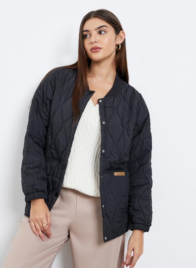 Styli Black Relaxed Fit Padded Jacket - Image 1
