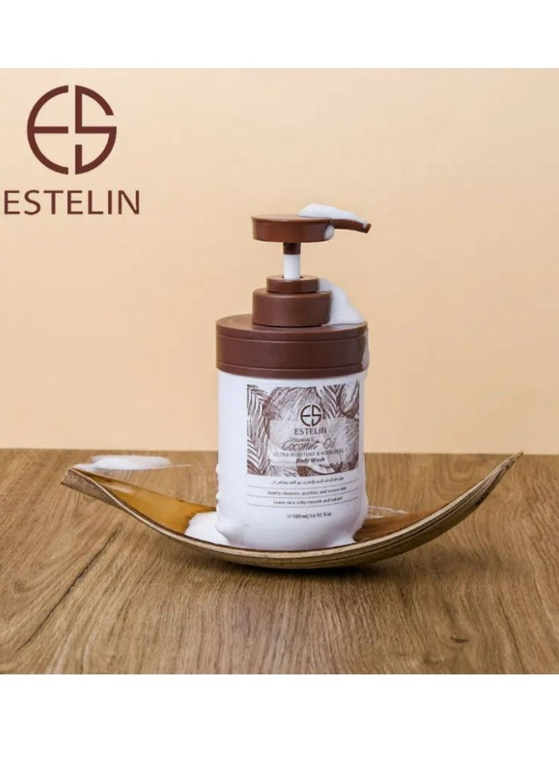 ESTELIN Coconut Oil & Vitamin E ultra moisture & nourishes body wash 500 ML - Image 1