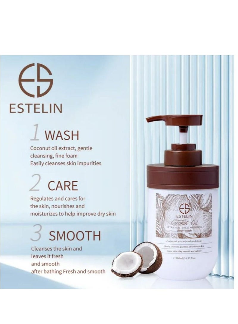 ESTELIN Coconut Oil & Vitamin E ultra moisture & nourishes body wash 500 ML - Image 4