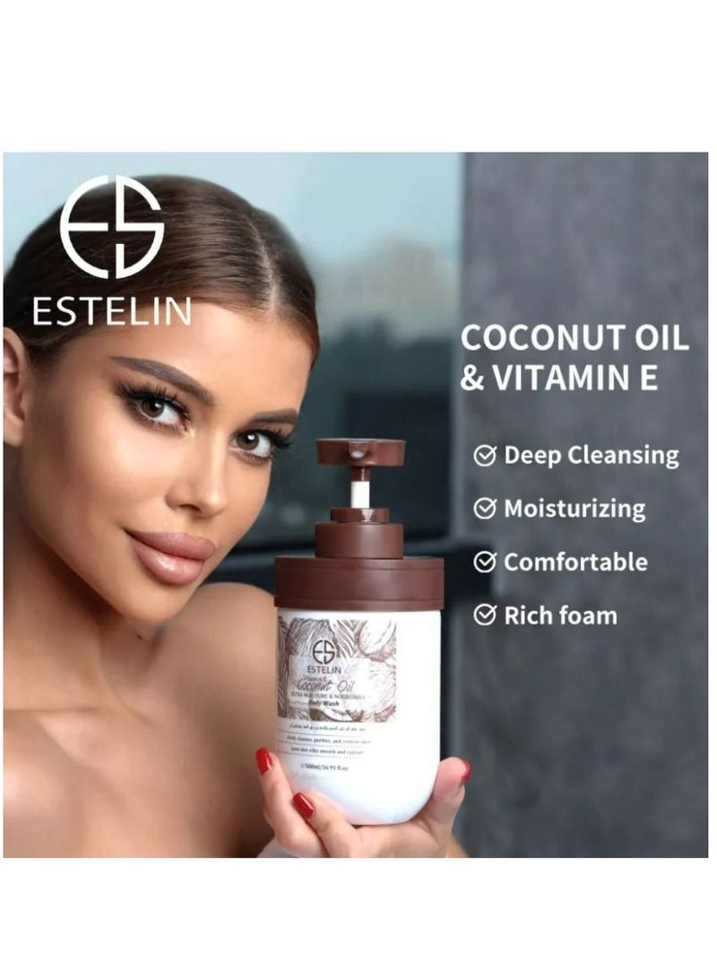 ESTELIN Coconut Oil & Vitamin E ultra moisture & nourishes body wash 500 ML - Image 2