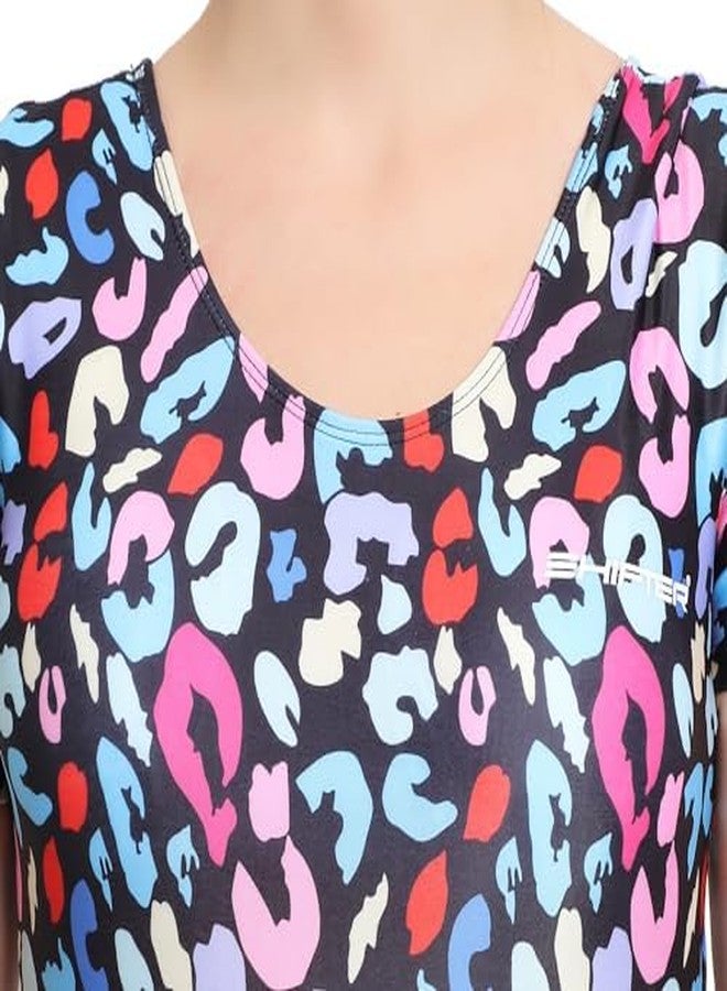 SHIFTER Printed Swimming Costume for Women Frock Style Quick Drying Swim Dress I One-Piece Swimsuit I Half Sleeves - Half Length - Without Pads (4XL, Printed) - Image 2