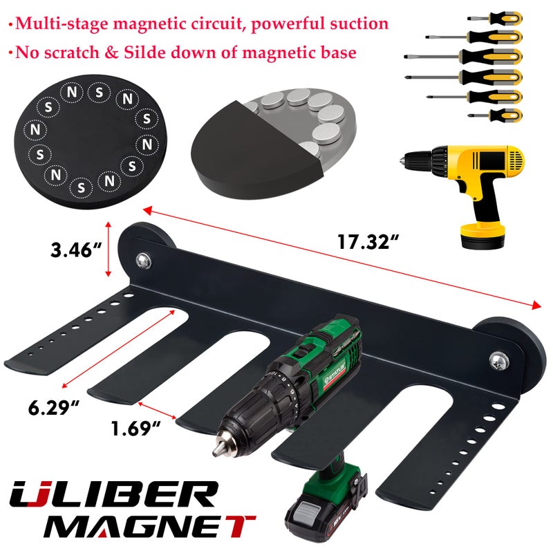 ULIBERMAGNET Power Tool Organizer, Utility Storage Rack Shelf with Screwdriver Holder,Wall Mount Heavy Duty Cordless Drill Holder,Removable Tool Rack Suitable for Garage, Workshop and Warehouse - Image 3