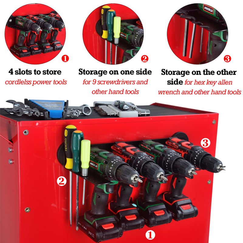 ULIBERMAGNET Power Tool Organizer, Utility Storage Rack Shelf with Screwdriver Holder,Wall Mount Heavy Duty Cordless Drill Holder,Removable Tool Rack Suitable for Garage, Workshop and Warehouse - Image 4