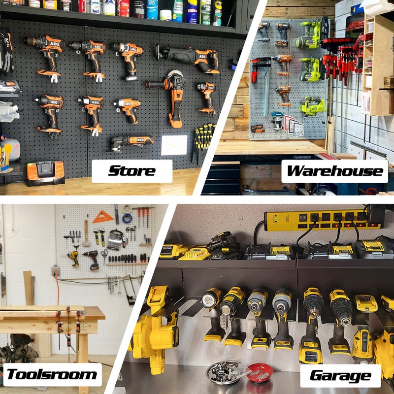 ULIBERMAGNET Power Tool Organizer, Utility Storage Rack Shelf with Screwdriver Holder,Wall Mount Heavy Duty Cordless Drill Holder,Removable Tool Rack Suitable for Garage, Workshop and Warehouse - Image 5