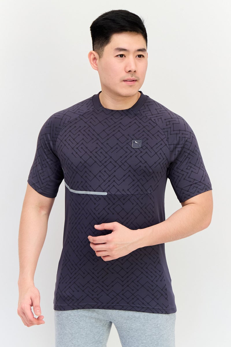 PUMA تي شيرت تدريب رياضي للرجال بشعار العلامة التجارية، رمادي داكن - Image 1