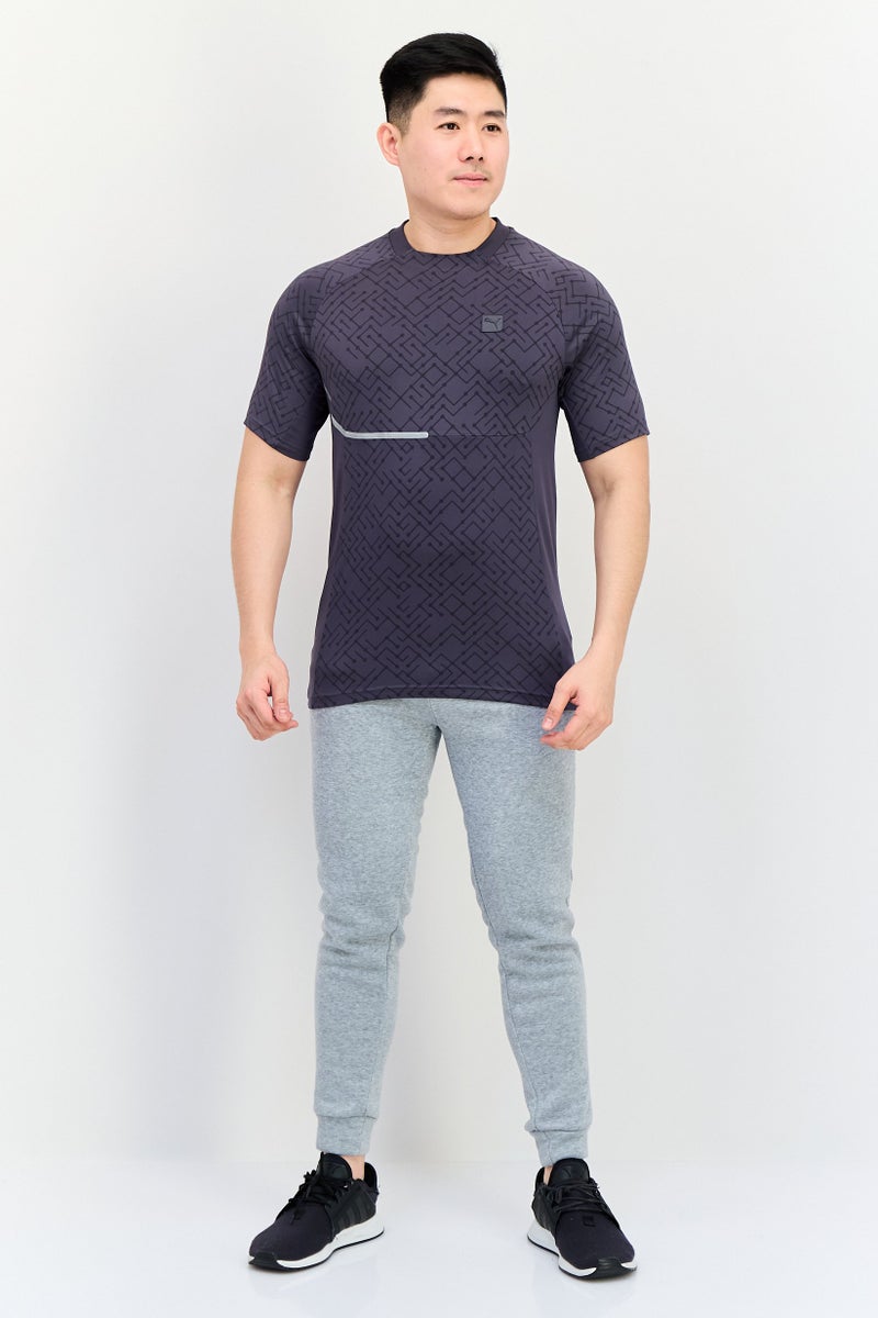 PUMA تي شيرت تدريب رياضي للرجال بشعار العلامة التجارية، رمادي داكن - Image 3