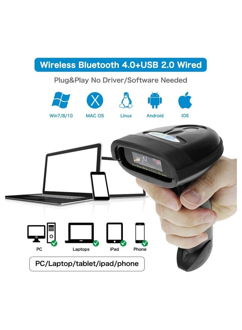 2D Barcode Scanner, Compatible with 2.4G Wireless & Bluetooth & USB Wired Connection, Connect Smart Phone, Tablet, PC, CCD Bar Code Reader Work with Windows, Mac, Android - Image 2