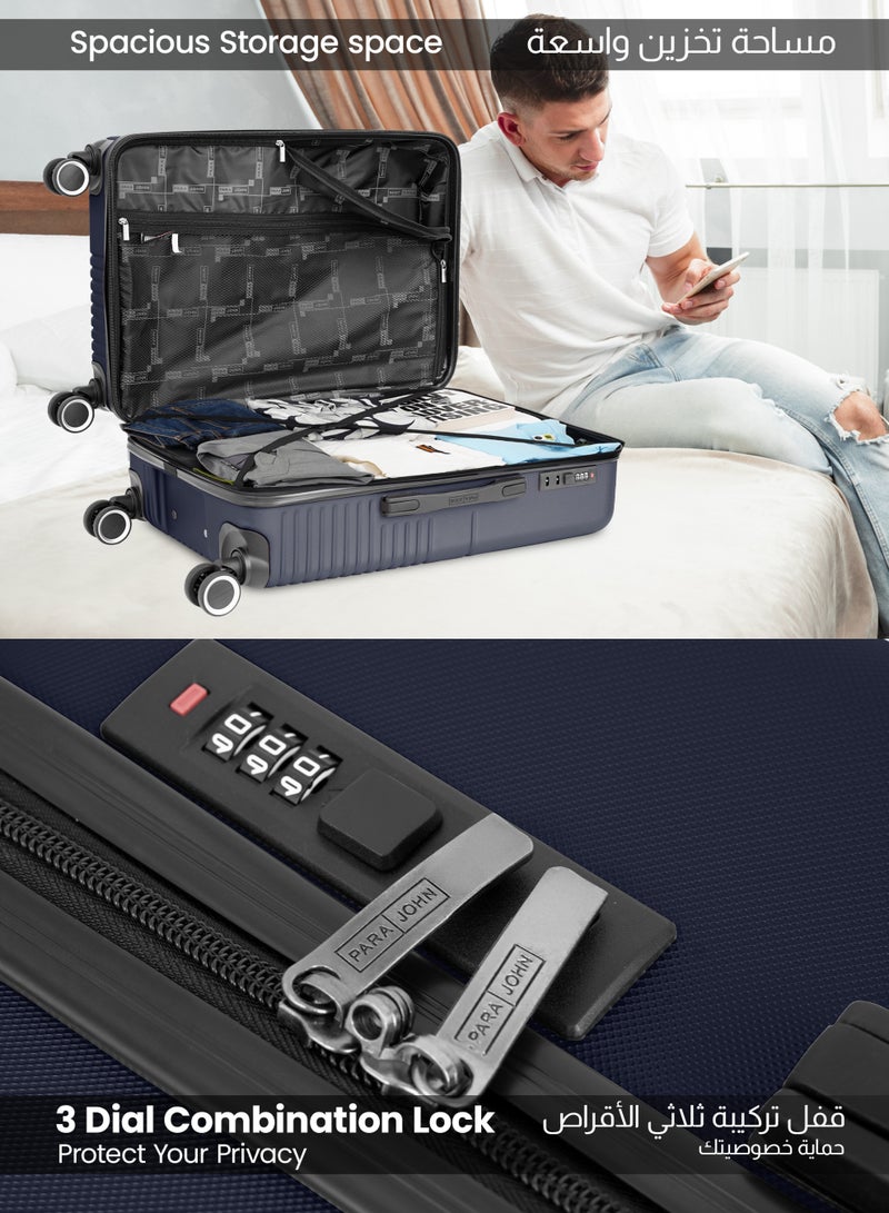 PARAJOHN حقيبة دوارة ذات جوانب صلبة ABS خفيفة الوزن تم فحصها في حقيبة بعجلات مع قفل مقاس 28 بوصة - Image 3