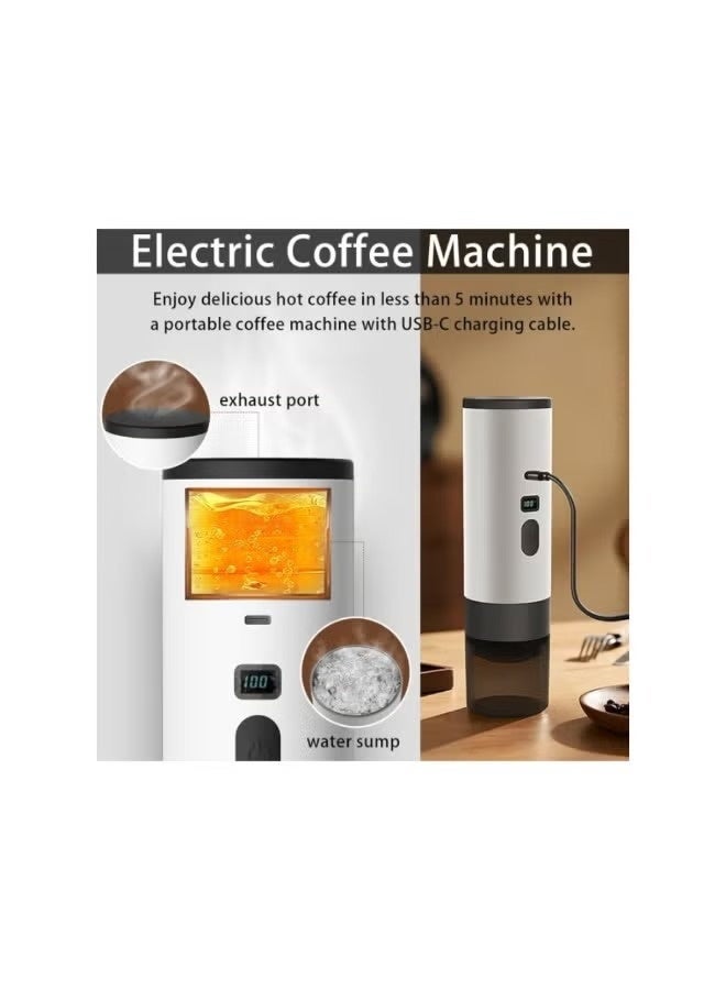 Portable Electric Espresso Maker with Digital Display USB Rechargeable Coffee Machine Self Heating Travel Coffee Maker with Cup & Carry Bag for Camping Office Car - Image 2