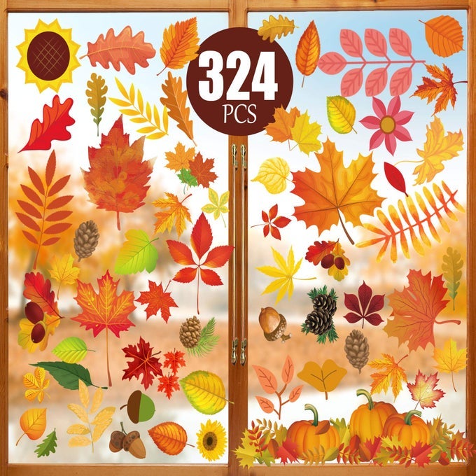 Fall Decorations Thanksgiving Window Clings for Glass 324 PCS Window Stickers Decor for Home Office Classroom
