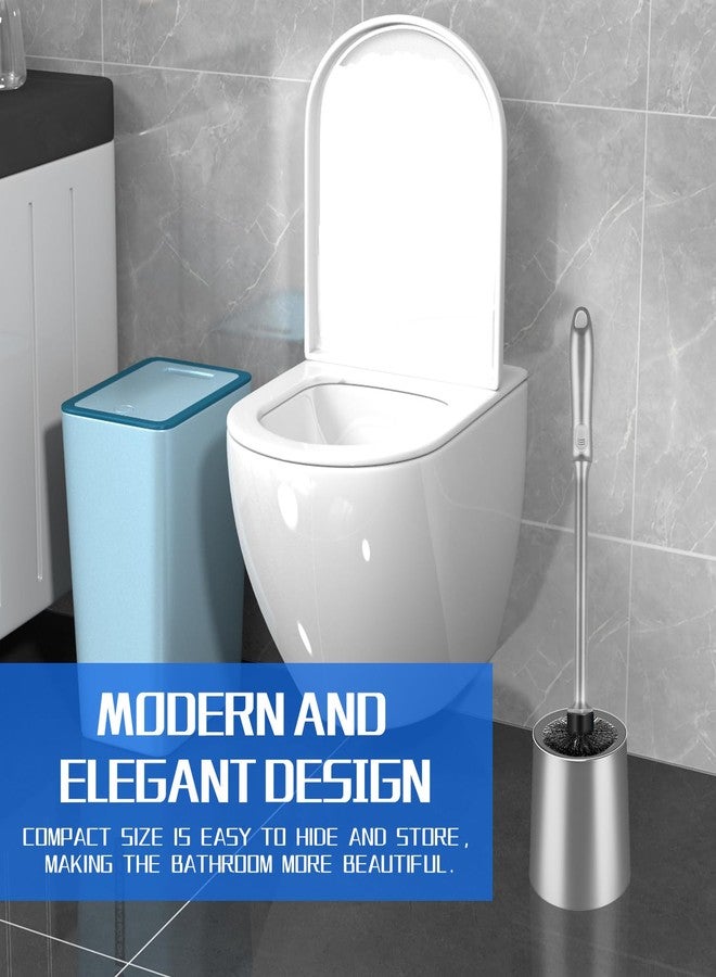 AONEZ Toilet Brush and Holder 2 Pack with Long Handle - Non-Slip Grip Toilet Bowl Brush Set for Deep Cleaning Bathroom, Toilet Scrubber- Gray - Image 4