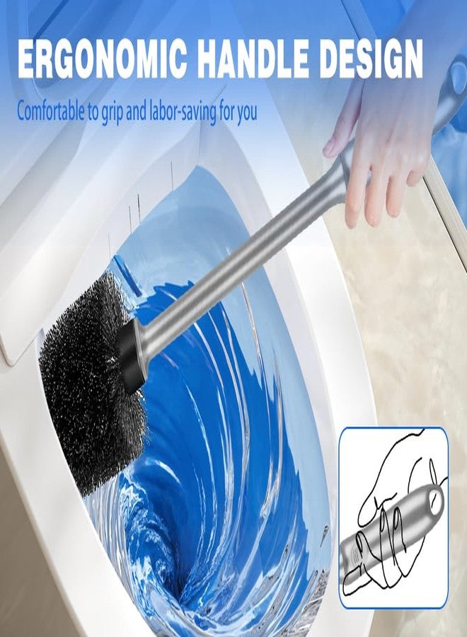 AONEZ Toilet Brush and Holder 2 Pack with Long Handle - Non-Slip Grip Toilet Bowl Brush Set for Deep Cleaning Bathroom, Toilet Scrubber- Gray - Image 3