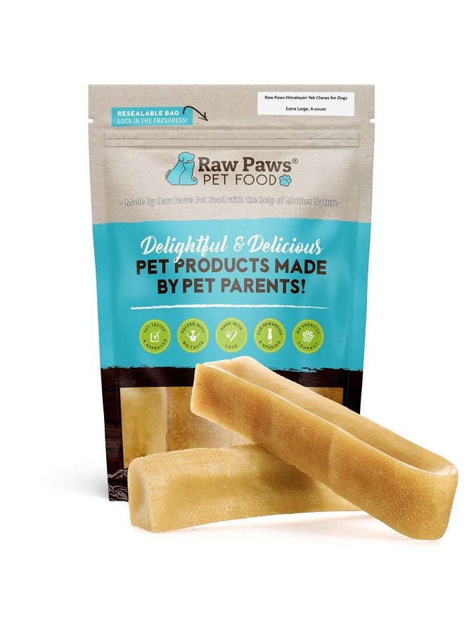 Raw Paws Himalayan Yak Chews for Dogs, Extra Large Chews (4 Count) - Himalayan Cheese for Large Dogs, Yak Bones for Dogs - Yak Milk Bones for Dogs, Dog Cheese Chews Himalayan, Yak Chews for Large Dogs - Image 1