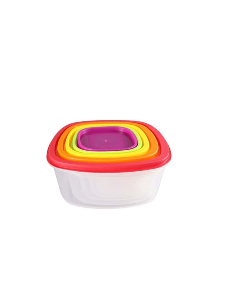 EVER SHINE Storage Container with Airtight Lids 5 Piece Plastic Stackable Tupperware Box for Leftovers lunch box meal prep containers, Round - Image 1