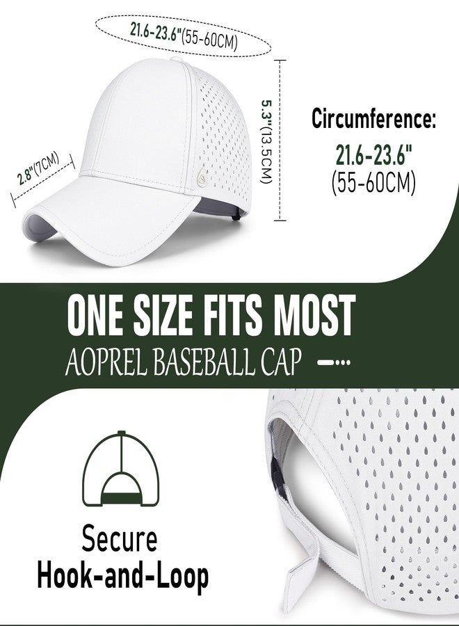 AOPREL Baseball Cap Breathable Mesh Golf Hat Quick Dry Adjustable Baseball Hats for Men and Women Sport Running Workout, White, One size - Image 5