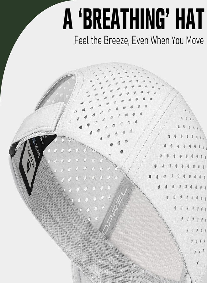 AOPREL Baseball Cap Breathable Mesh Golf Hat Quick Dry Adjustable Baseball Hats for Men and Women Sport Running Workout, White, One size - Image 3