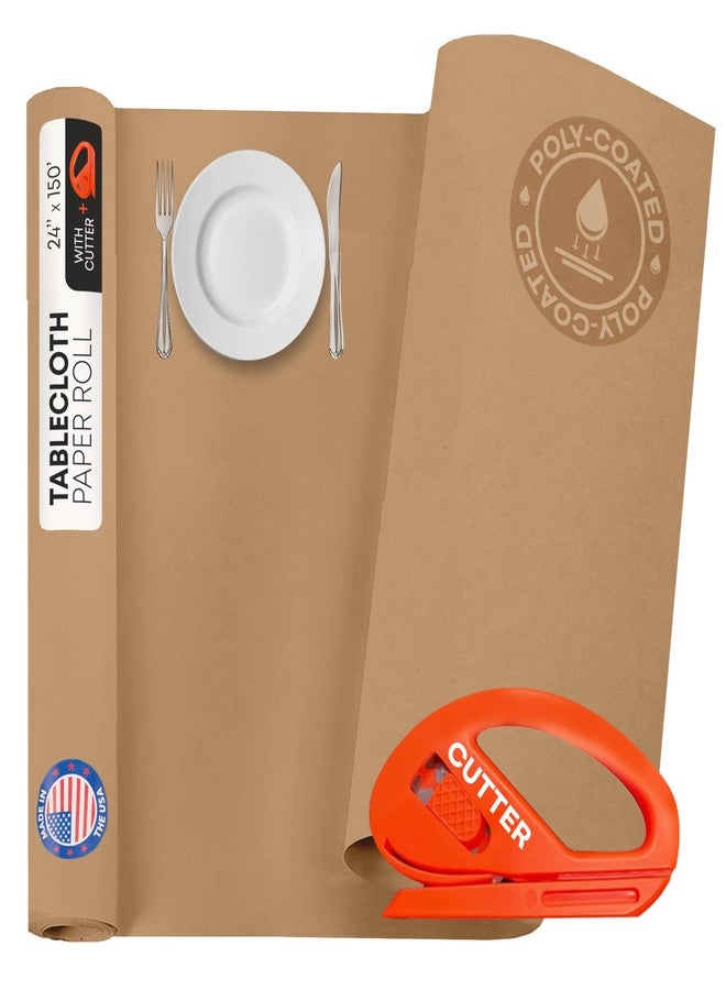 IDL Packaging Eco Tablecloth Paper Roll 24" x 1800" (150 ft, 300 sq.ft) with Cutter - Sustainable Alternative to Plastic Table Covers - Perfect for Parties, Dinners & Events - Natural Table Runner - Image 1