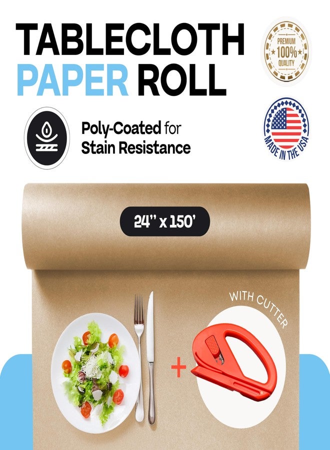 IDL Packaging Eco Tablecloth Paper Roll 24" x 1800" (150 ft, 300 sq.ft) with Cutter - Sustainable Alternative to Plastic Table Covers - Perfect for Parties, Dinners & Events - Natural Table Runner - Image 2