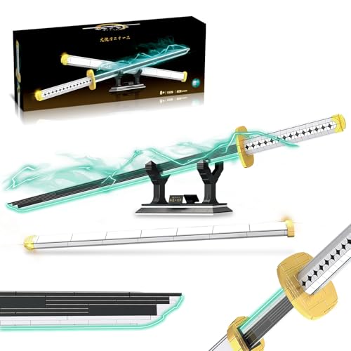 HIGH GODO Anime Cosplay Swords Building Set, 806 Piece One White Ichimonji Yamato Sword, 39IN Roronoa Zoro Katana with Scabbard and Bracket for Adults and Kid 8+ (Luminous) - Image 1
