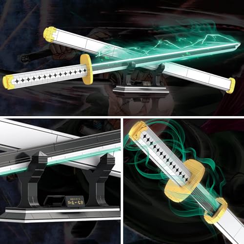 HIGH GODO Anime Cosplay Swords Building Set, 806 Piece One White Ichimonji Yamato Sword, 39IN Roronoa Zoro Katana with Scabbard and Bracket for Adults and Kid 8+ (Luminous) - Image 3