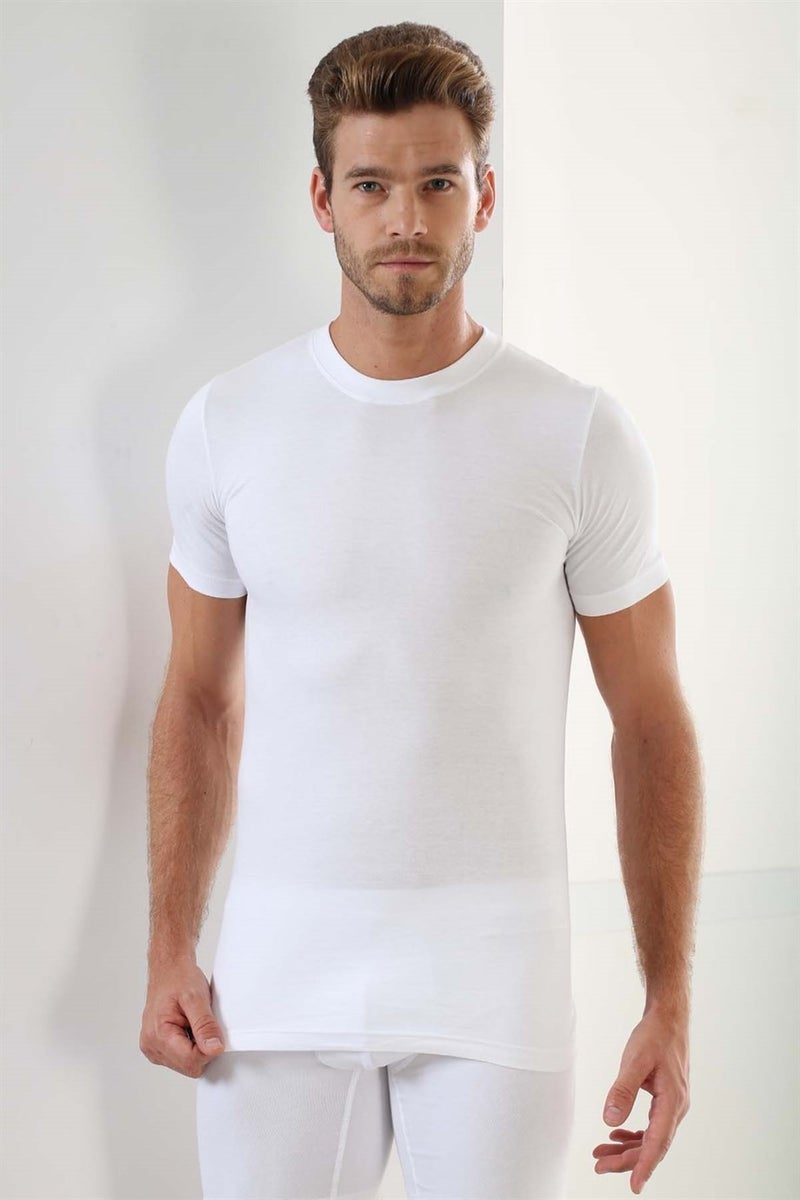 Arma Yıldız Arma Star Men's White Combed Cotton O Neck Undershirt 3 Piece Set  - Image 1