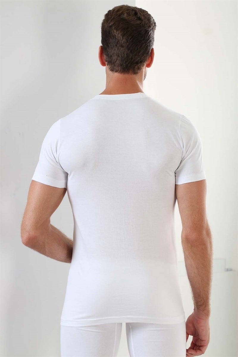Arma Yıldız Arma Star Men's White Combed Cotton O Neck Undershirt 3 Piece Set  - Image 3