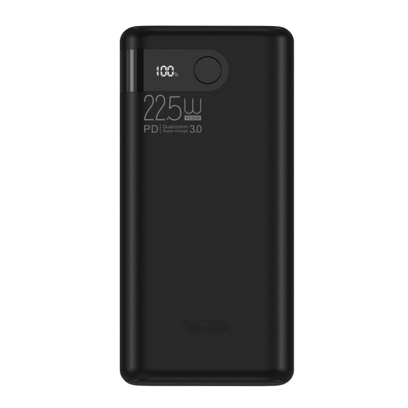 شاحن محمول سعة 20000mAh 74Wh بطارية بوليمر ليثيوم من نوع A+ شحن سريع مخرجين مزدوجين USB 22.5W و Type-C 20W - مراقبة طاقة فعلية بالضوء المتوهج خيارات إدخال متعددة صغير الوزن ومضغوط بنك طاقة أسود لـ
