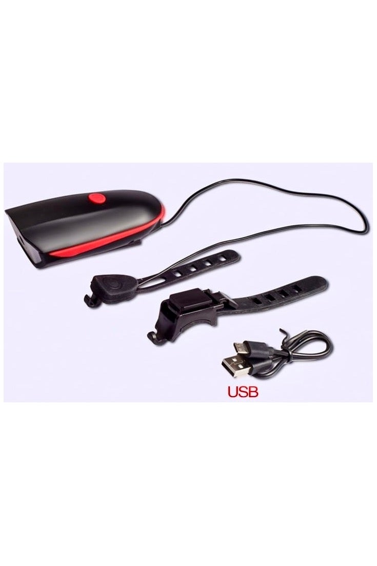 مصباح أمامي للدراجة بمنفذ USB قابل لإعادة الشحن مع سارينة أصوات متعددة , سهل الفك و التركيب - Image 4