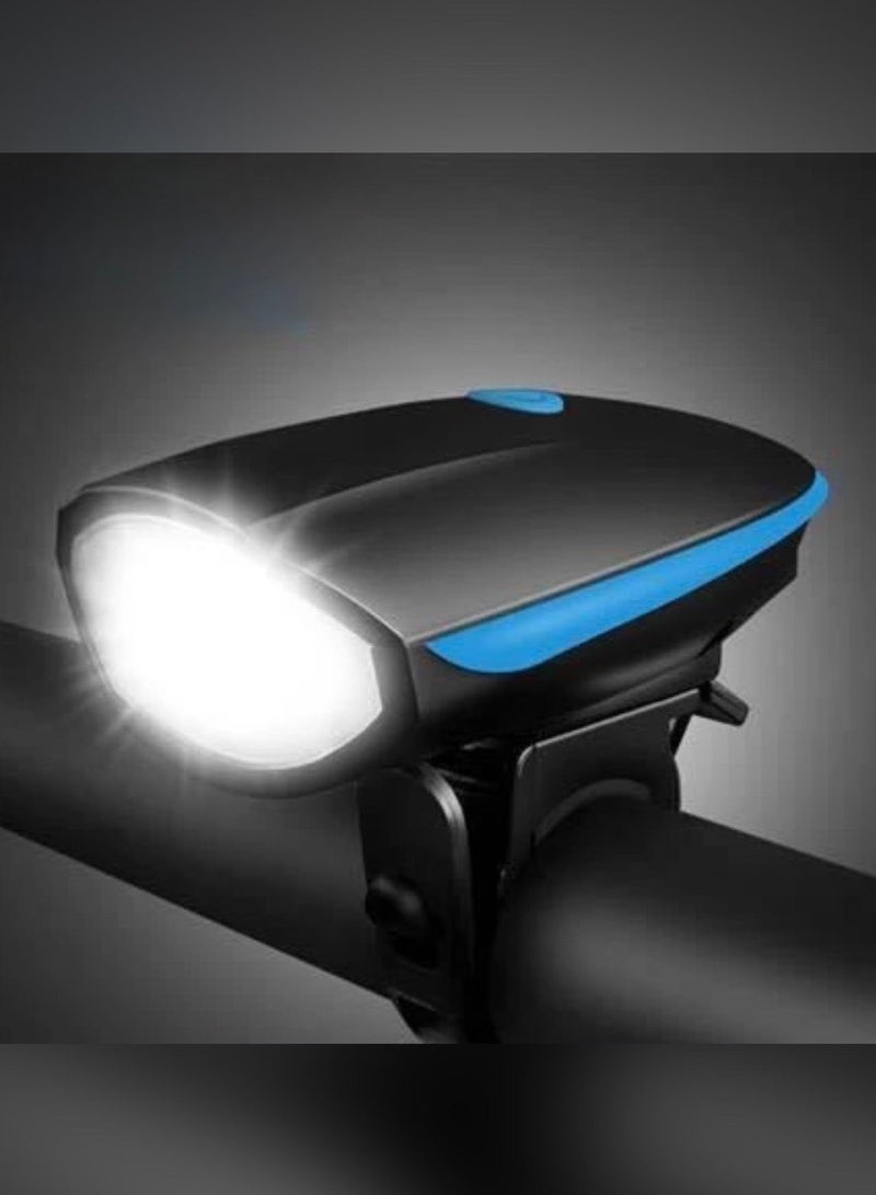 مصباح أمامي للدراجة بمنفذ USB قابل لإعادة الشحن مع سارينة أصوات متعددة , سهل الفك و التركيب - Image 1