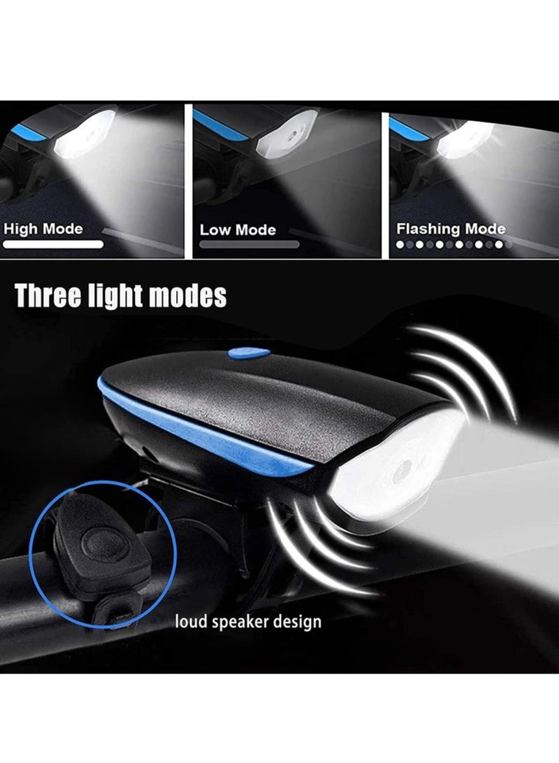 مصباح أمامي للدراجة بمنفذ USB قابل لإعادة الشحن مع سارينة أصوات متعددة , سهل الفك و التركيب - Image 4