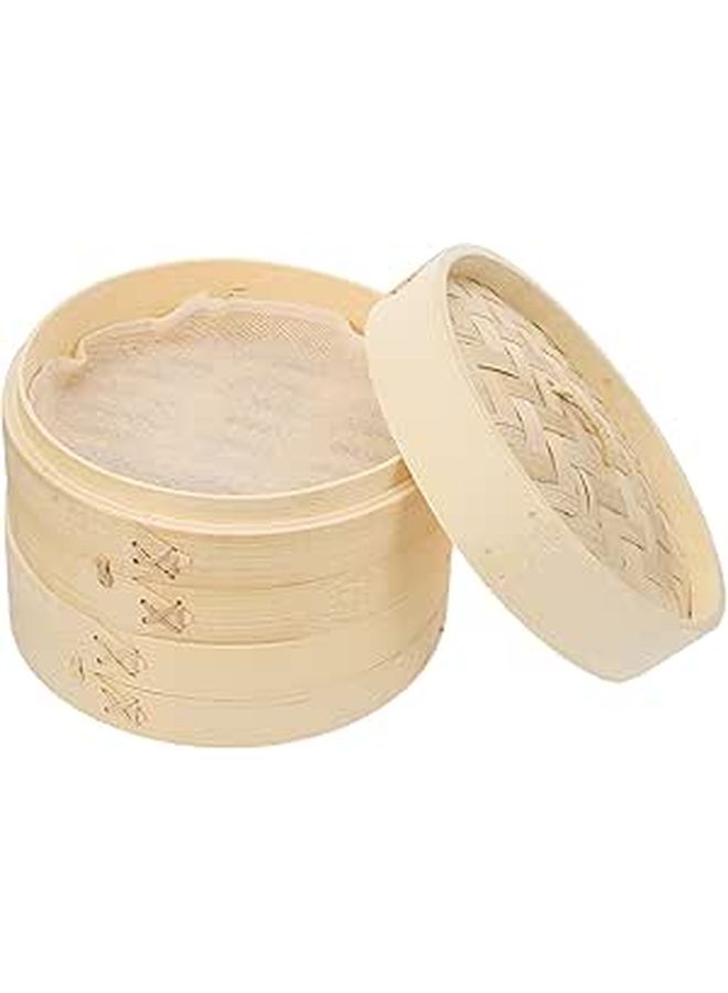 21cm Steamer Basket Set 3 Pieces with Lid for Dim Sum Asian Cooking - Image 1
