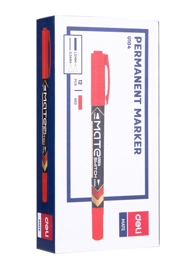 Deli U10440 Permanent Marker Bullet tip:1.0mm, Metal tip:0.5mm 12PCS/Box – Ideal for Precise Marking - Image 4