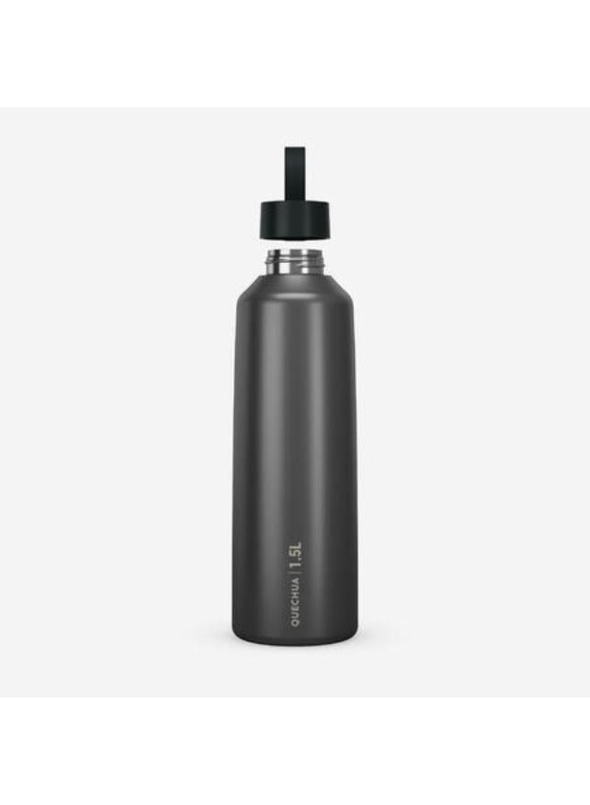 Quechua 1.5 L stainless steel flask 100 with screw cap for hiking - Grey - Image 4