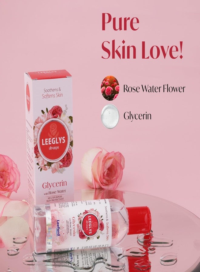 Leeford Leeglys Glycerin with Rose Water For Dry, Chapped, Damaged Skin & Diaper Rashes | Soothes, Softens & Locks in Moisture | Multipurpose Skin Protectant 100ml (Pack of 4) - Image 3