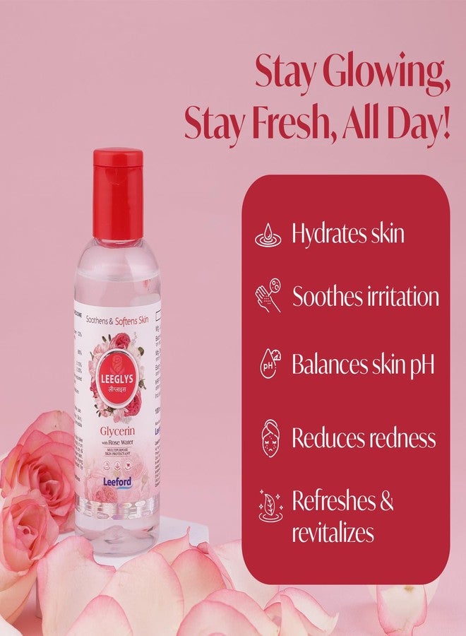 Leeford Leeglys Glycerin with Rose Water For Dry, Chapped, Damaged Skin & Diaper Rashes | Soothes, Softens & Locks in Moisture | Multipurpose Skin Protectant 100ml (Pack of 4) - Image 5
