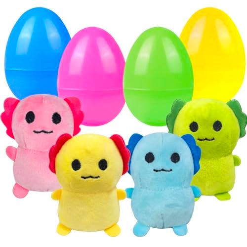 Holydeck 4 Pcs Jumbo Axolotl Plush Toys with Easter Goodie Bags Plushies Playset Basket Fillers Toys for Kids Girls Boys Easter Basket Stuffers Party Favors Gifts - Image 1