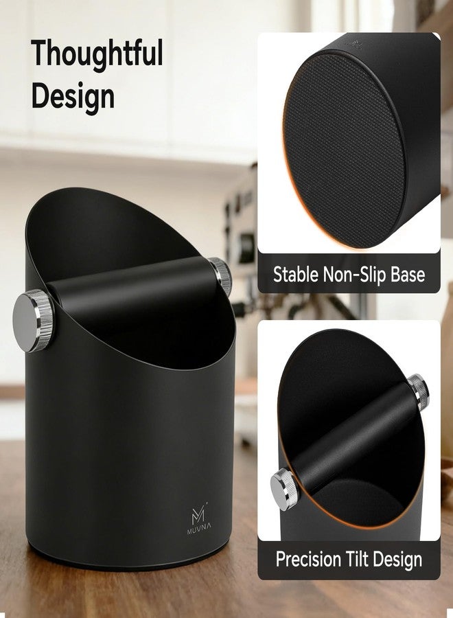 MUVNA Knock Box Espresso Accessories - 15 Espresso Pucks Steel Espresso Machine Tools for Coffee Ground with Removable Knock Bar, Non-Slip Base, Anti-Splash Coffee Puck Bin for Barista, Black - Image 5