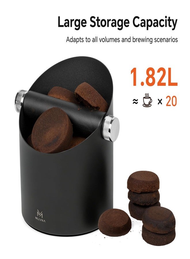 MUVNA Knock Box Espresso Accessories - 15 Espresso Pucks Steel Espresso Machine Tools for Coffee Ground with Removable Knock Bar, Non-Slip Base, Anti-Splash Coffee Puck Bin for Barista, Black - Image 3