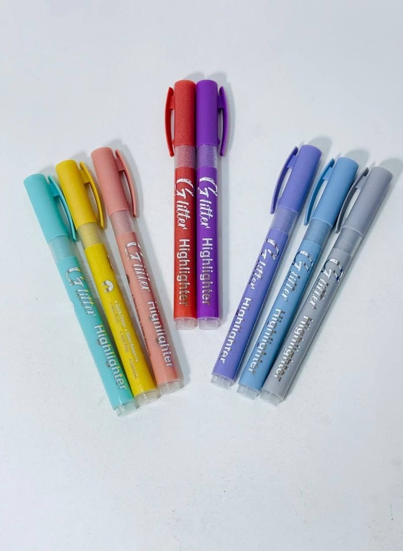 Colorful Highlighter Pen Set Glitter Pens in Assorted Colors Box: 8 Pens - Image 2