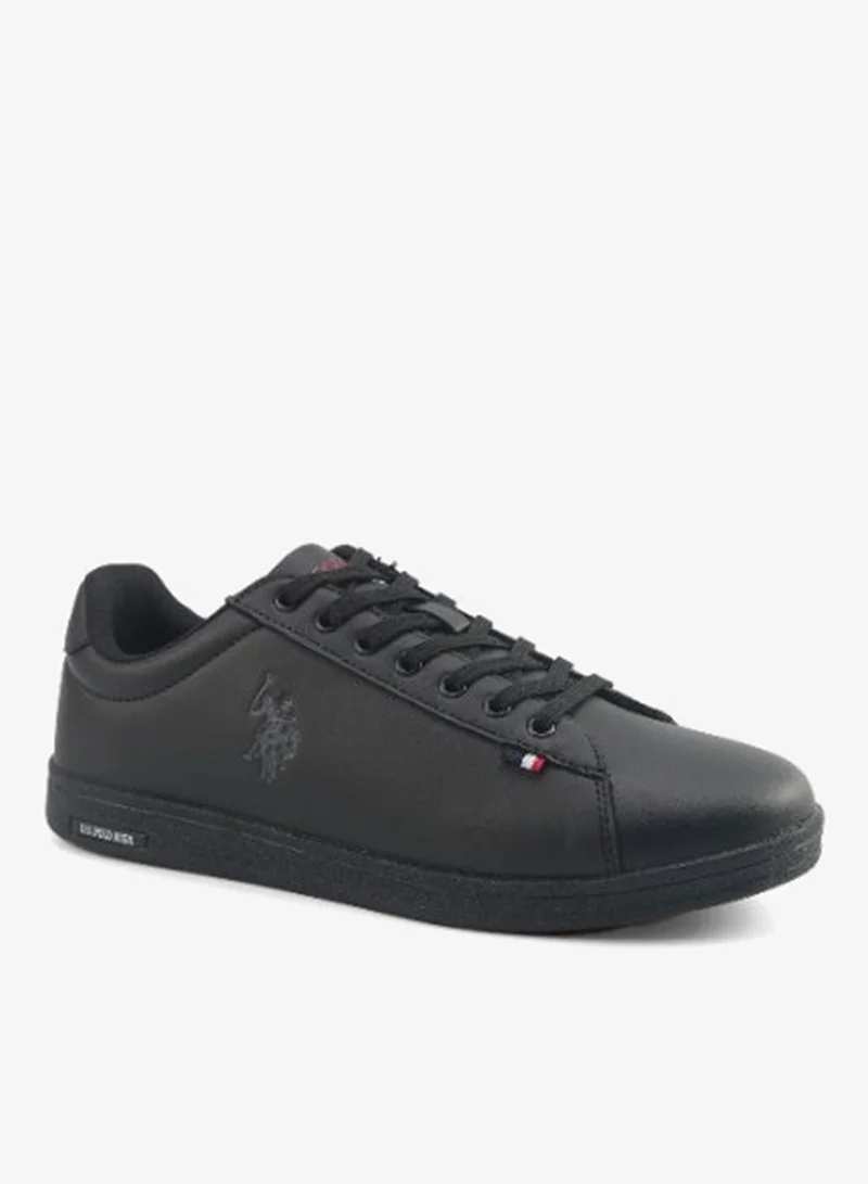 يو اس بولو اسن U.S. Polo Assn. Men’s Black COSTA GLB 6FX Sneakers – All-Black Monochrome Classic Lace-Up Shoes