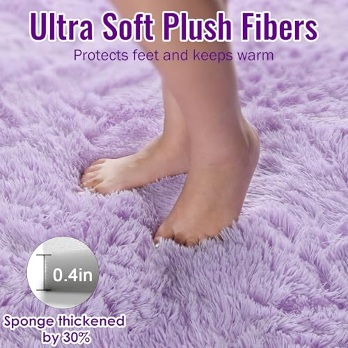 PAGISOFE Fluffy Soft Purple Rug 4' x 6' Rug, Shaggy Rugs for Bedroom Living Room,Furry Rugs for Bedroom Princess,Bedside Rug Nursery Christmas Home Decoration Shag Carpet for Kids Teen's Room - Image 4