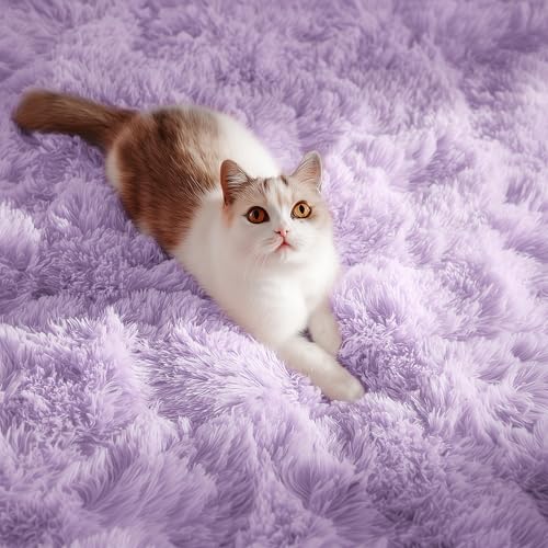 PAGISOFE Fluffy Soft Purple Rug 4' x 6' Rug, Shaggy Rugs for Bedroom Living Room,Furry Rugs for Bedroom Princess,Bedside Rug Nursery Christmas Home Decoration Shag Carpet for Kids Teen's Room - Image 3