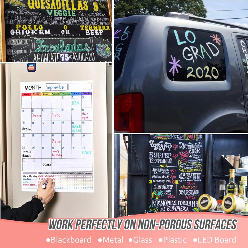 IJIANG Jumbo Liquid Chalk Markers Pens, 8 Colors Metallic Chalk Marker Pen with 10mm 3 in 1 Nib Thick Wide Tips for Glass, Window, Cars, Mirror, Chalkboard, Whiteboard, Blackboard Signs, Dry Erase&Wet Erase - Image 3